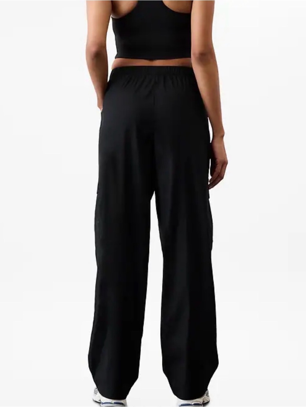 NWT Athleta Paradise Straight Leg Cargo Black Linen Blend Pant Sz Medium. - Picture 3 of 7